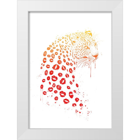Kiss me White Modern Wood Framed Art Print by Solti, Balazs