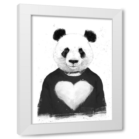 Lovely Panda White Modern Wood Framed Art Print by Solti, Balazs