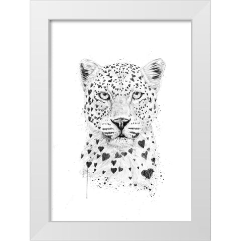 Lovely leopard White Modern Wood Framed Art Print by Solti, Balazs