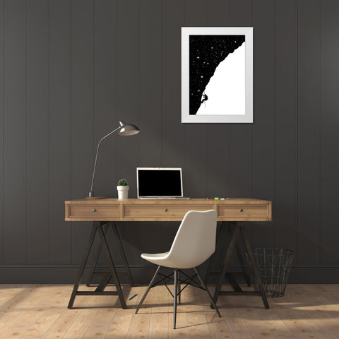 Night climbing (bw) White Modern Wood Framed Art Print by Solti, Balazs