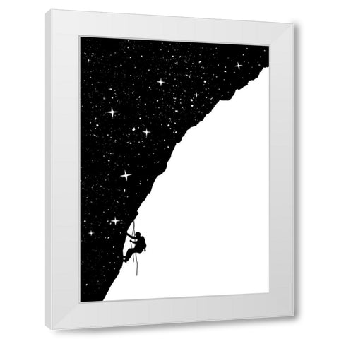 Night climbing (bw) White Modern Wood Framed Art Print by Solti, Balazs