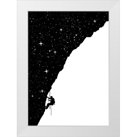 Night climbing (bw) White Modern Wood Framed Art Print by Solti, Balazs