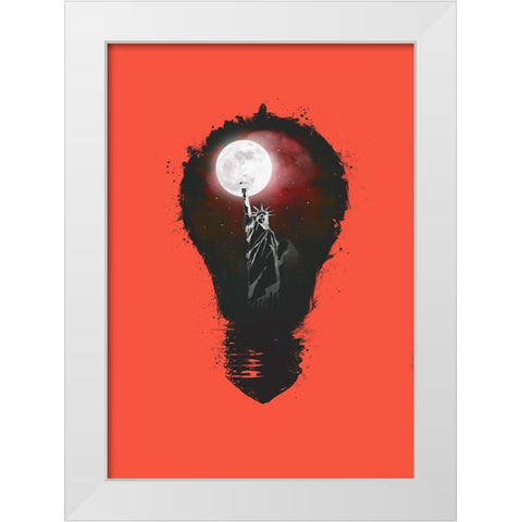 New York City Lights White Modern Wood Framed Art Print by Solti, Balazs