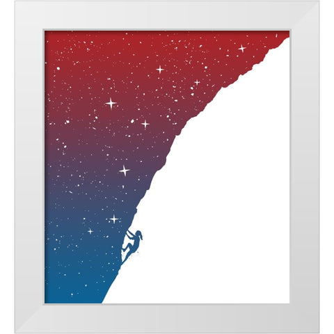 Night climbing White Modern Wood Framed Art Print by Solti, Balazs