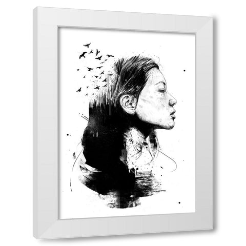 Open your mind White Modern Wood Framed Art Print by Solti, Balazs