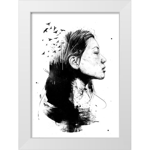 Open your mind White Modern Wood Framed Art Print by Solti, Balazs