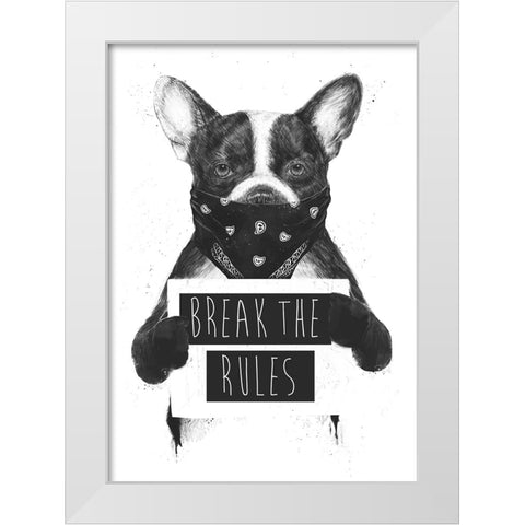 Rebel dog White Modern Wood Framed Art Print by Solti, Balazs