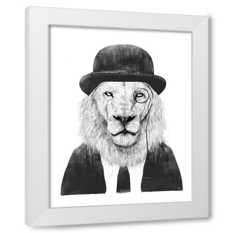 Sir Lion White Modern Wood Framed Art Print by Solti, Balazs