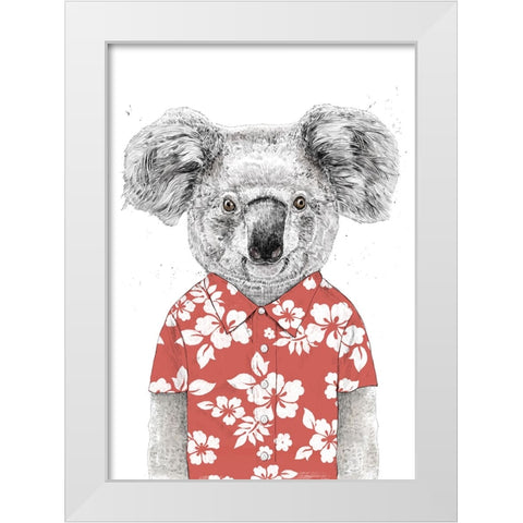 Summer koala (red) White Modern Wood Framed Art Print by Solti, Balazs