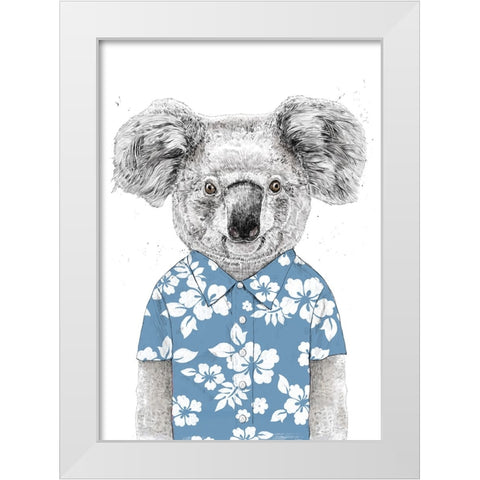 Summer Koala (blue) White Modern Wood Framed Art Print by Solti, Balazs