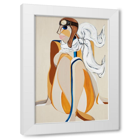 Amelia Earhart White Modern Wood Framed Art Print by Florea, Simona