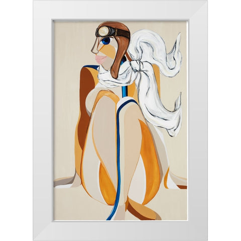 Amelia Earhart White Modern Wood Framed Art Print by Florea, Simona