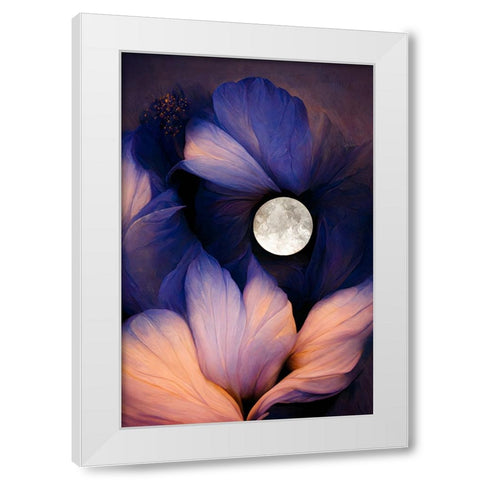 The Moon Flowers White Modern Wood Framed Art Print by Treechild