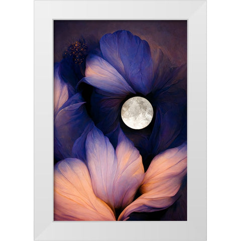 The Moon Flowers White Modern Wood Framed Art Print by Treechild