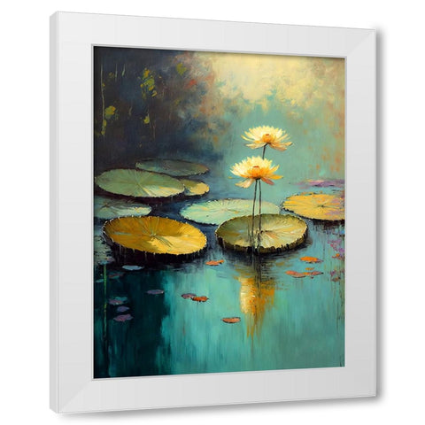 Water Lilies White Modern Wood Framed Art Print by Treechild