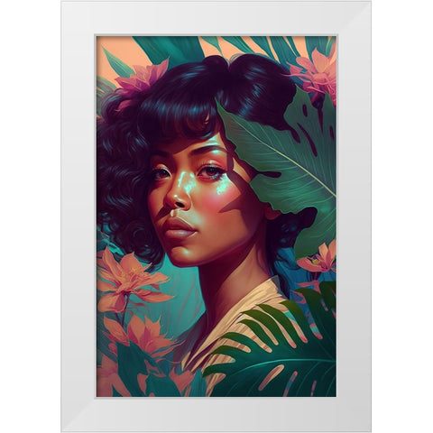 Hawaiian Beauty White Modern Wood Framed Art Print by Treechild