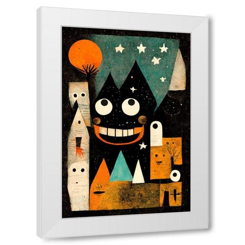 Monster Ville White Modern Wood Framed Art Print by Treechild