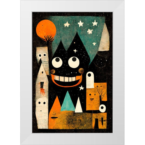 Monster Ville White Modern Wood Framed Art Print by Treechild