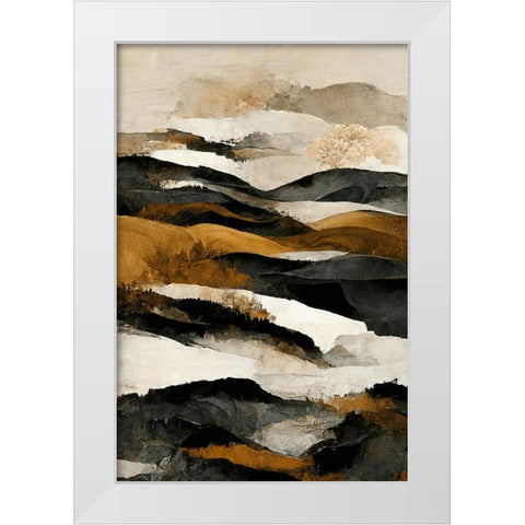 Ochre And Beige Mountains White Modern Wood Framed Art Print by Treechild