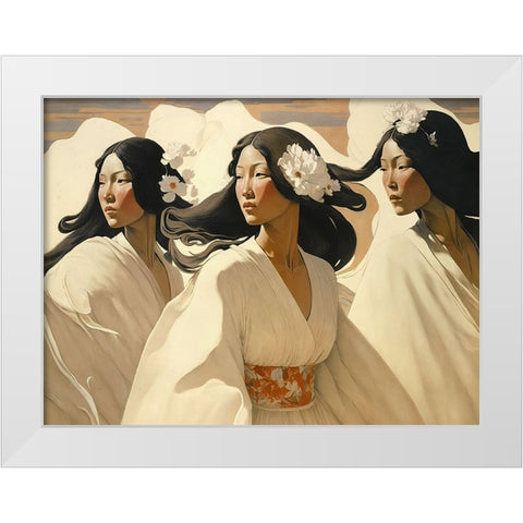 The Dance Of The Sisters White Modern Wood Framed Art Print by Treechild