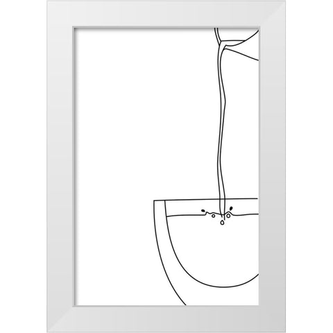 Pouring coffee line art White Modern Wood Framed Art Print by Laiz Blursbyai, Rosana