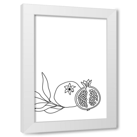Pomegranate line art White Modern Wood Framed Art Print by Laiz Blursbyai, Rosana