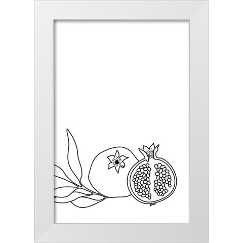 Pomegranate line art White Modern Wood Framed Art Print by Laiz Blursbyai, Rosana