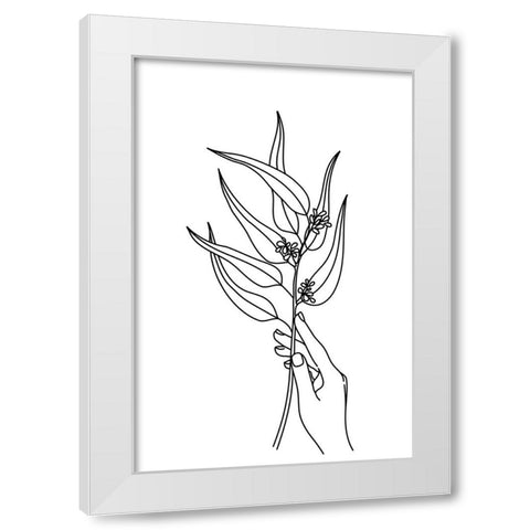 Seeded eucalyptus line art White Modern Wood Framed Art Print by Laiz Blursbyai, Rosana