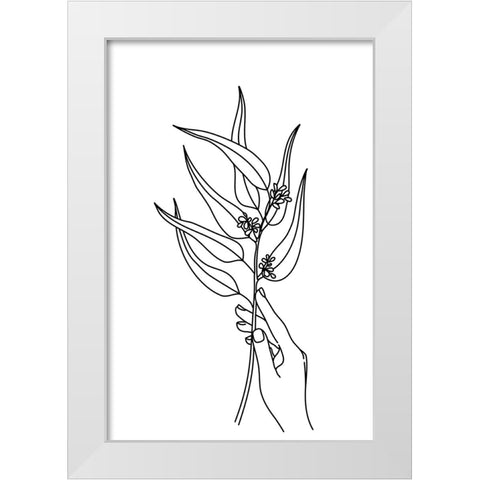 Seeded eucalyptus line art White Modern Wood Framed Art Print by Laiz Blursbyai, Rosana