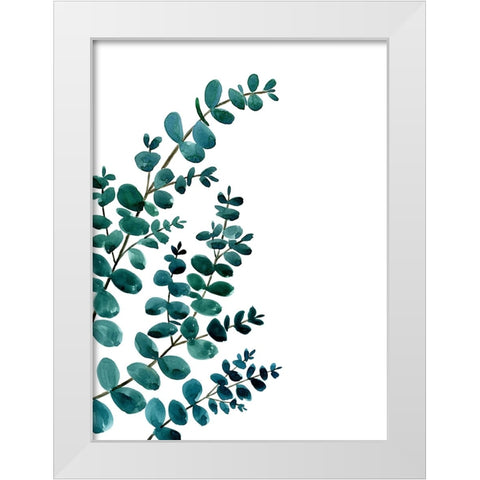 Teal watercolor eucalyptus II White Modern Wood Framed Art Print by Laiz Blursbyai, Rosana