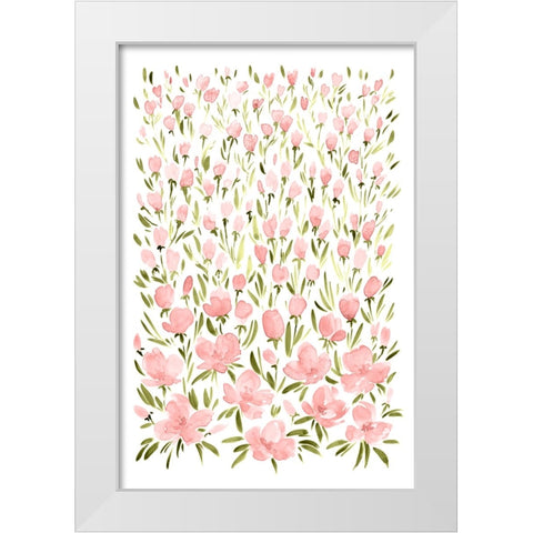 Field of pink flowers White Modern Wood Framed Art Print by Laiz Blursbyai, Rosana
