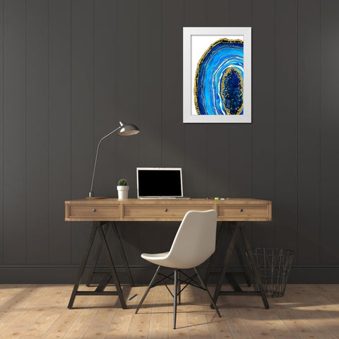 Cobalt blue geode White Modern Wood Framed Art Print by Blursbyai, Rosana Laiz