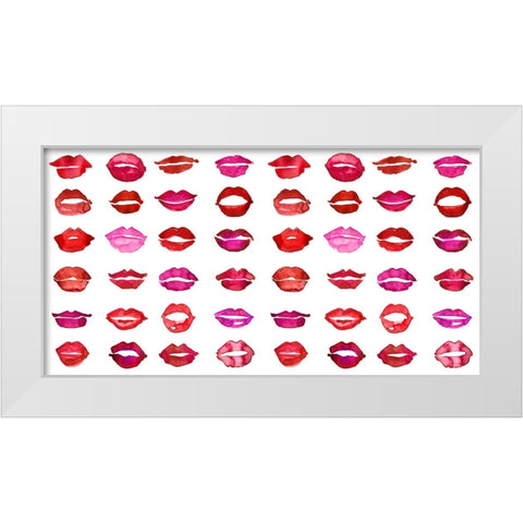 Lipstick kisses White Modern Wood Framed Art Print by Laiz Blursbyai, Rosana