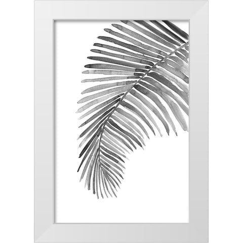 Palm leaf in loose watercolor bw White Modern Wood Framed Art Print by Laiz Blursbyai, Rosana