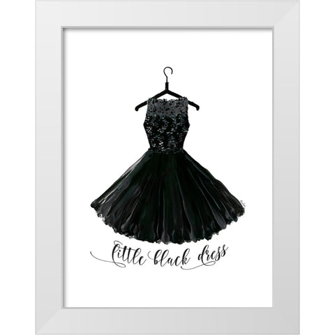 Little black dress in hanger White Modern Wood Framed Art Print by Laiz Blursbyai, Rosana
