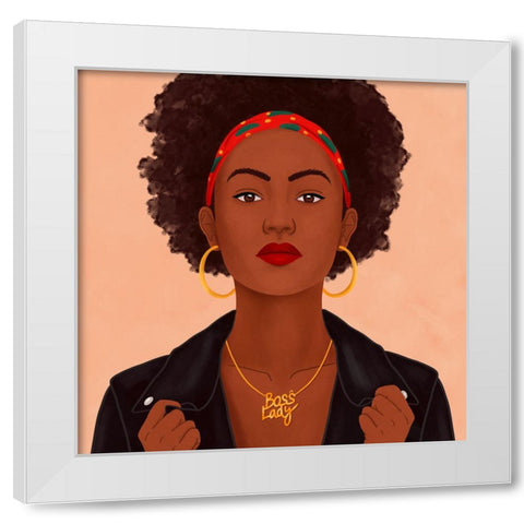 Boss Lady White Modern Wood Framed Art Print by Holikova, Petra