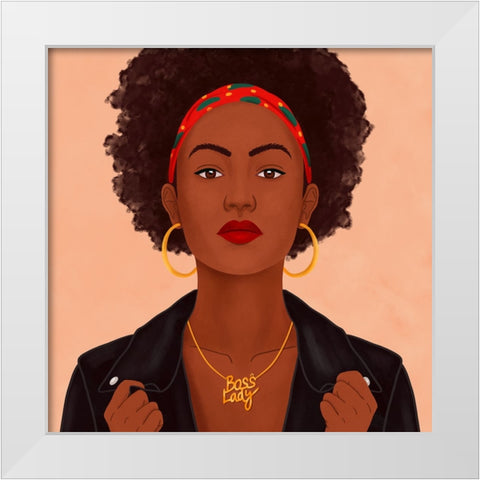 Boss Lady White Modern Wood Framed Art Print by Holikova, Petra