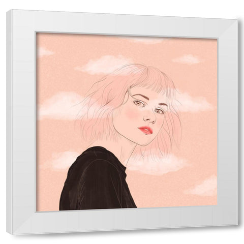 Head in the Clouds White Modern Wood Framed Art Print by Holikova, Petra