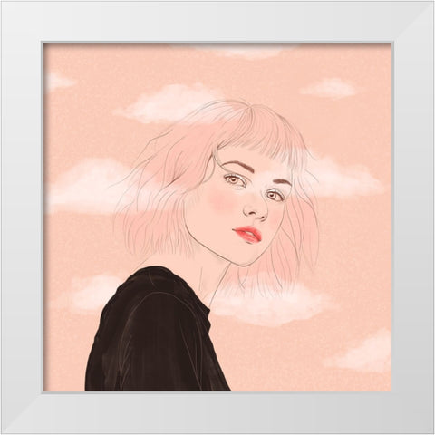 Head in the Clouds White Modern Wood Framed Art Print by Holikova, Petra
