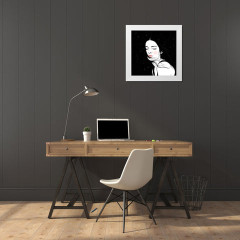 Stars White Modern Wood Framed Art Print by Holikova, Petra