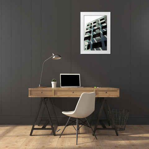 Bauhaus Dessau architecture in vintage magazine style VI White Modern Wood Framed Art Print by Laiz Blursbyai, Rosana