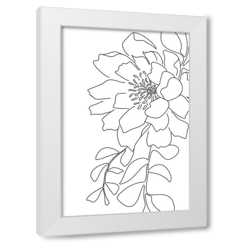 Loli peony line art White Modern Wood Framed Art Print by Laiz Blursbyai, Rosana