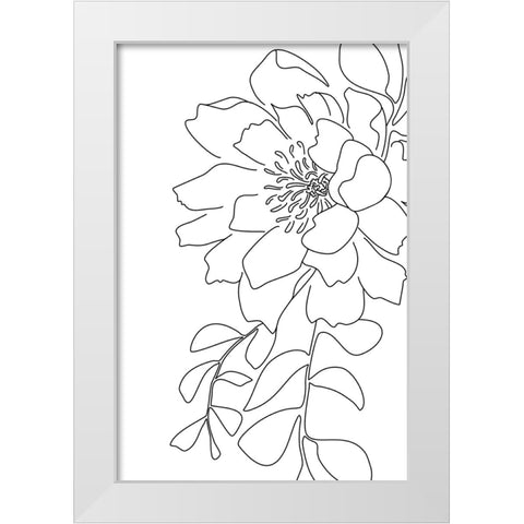 Loli peony line art White Modern Wood Framed Art Print by Laiz Blursbyai, Rosana