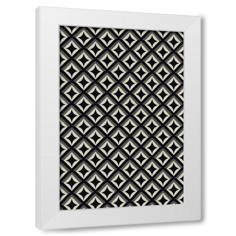 Black And White Tile Pattern White Modern Wood Framed Art Print by Treechild