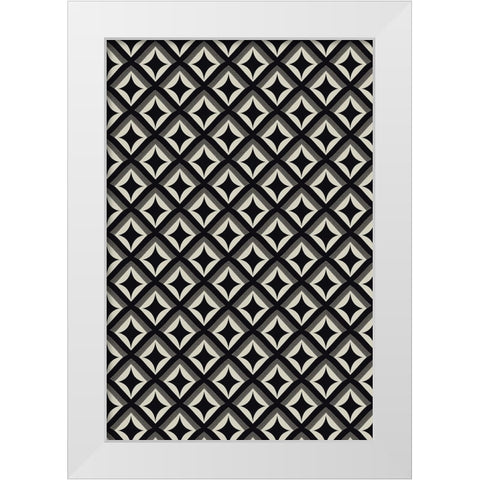 Black And White Tile Pattern White Modern Wood Framed Art Print by Treechild