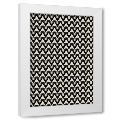 Black And White Zig Zag Pattern White Modern Wood Framed Art Print by Treechild