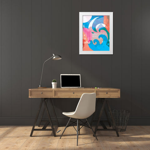 Melting Sun White Modern Wood Framed Art Print by Demir, Aylin