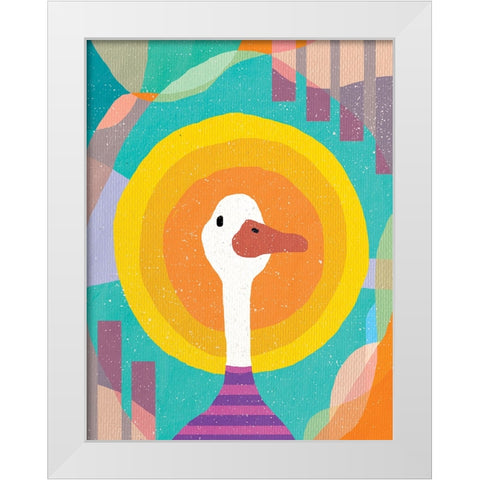 Duck in the Sun White Modern Wood Framed Art Print by Demir, Aylin