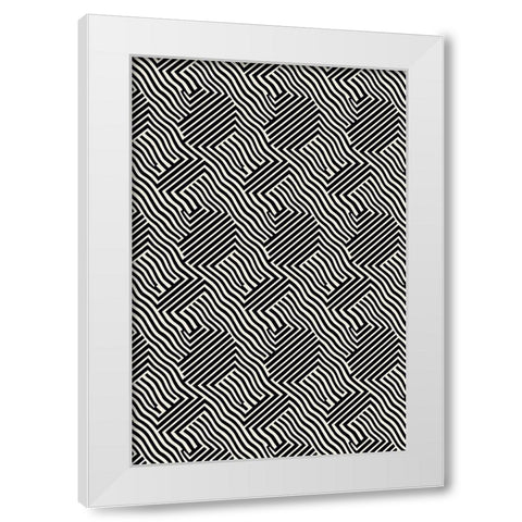 Black And White Pattern White Modern Wood Framed Art Print by Treechild