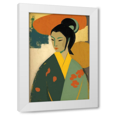 Geisha White Modern Wood Framed Art Print by Treechild